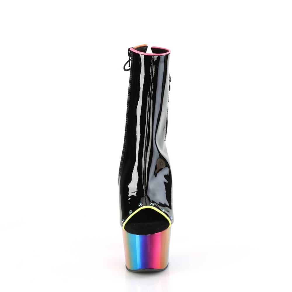 Pleaser - ADORE-1018RC-02 Plateau Laarzen, Paaldans schoenen - Zwart/Regenboog